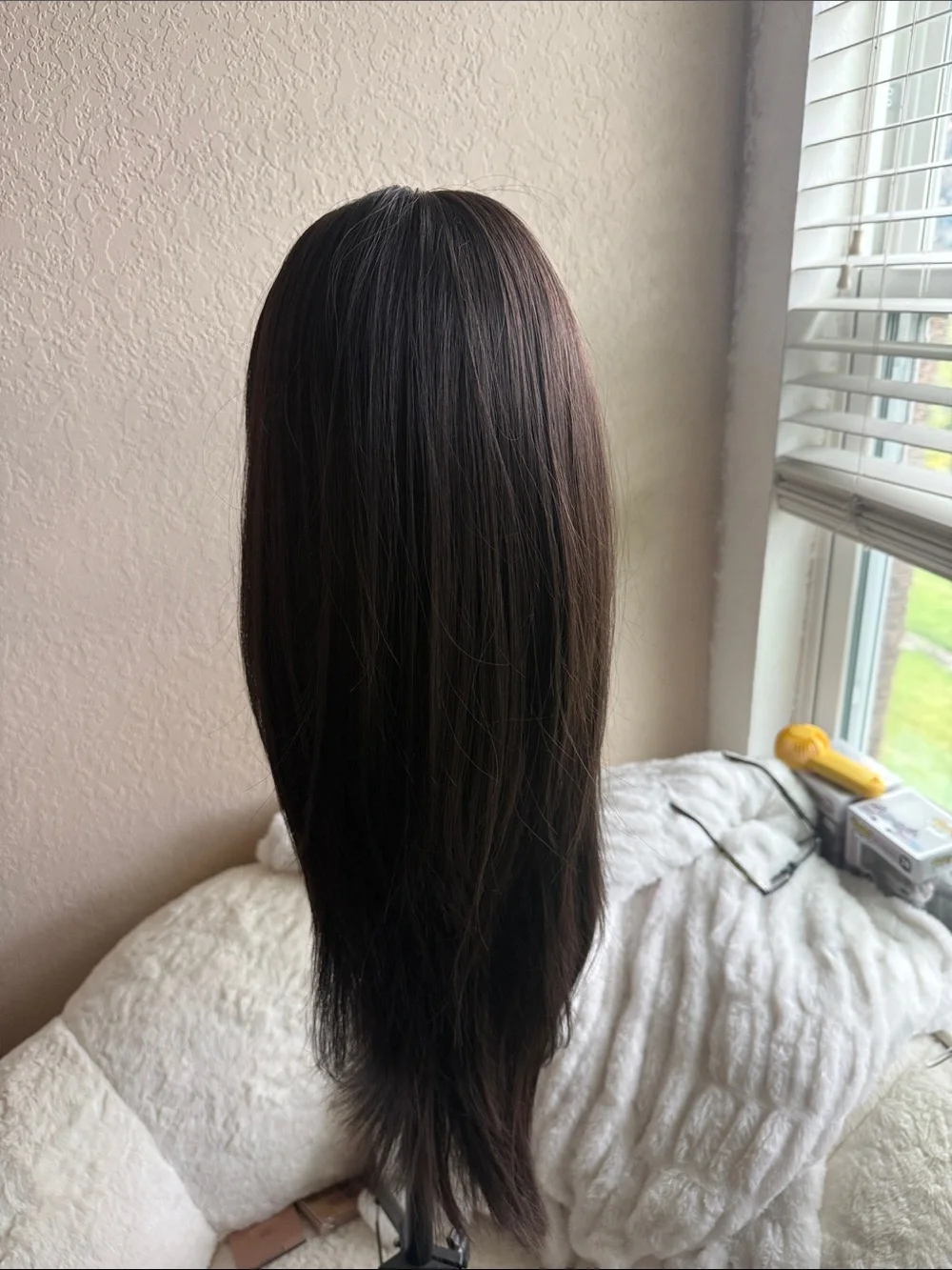 Layered 22 inch Wig dark brown natural black wolf cut butterfly long